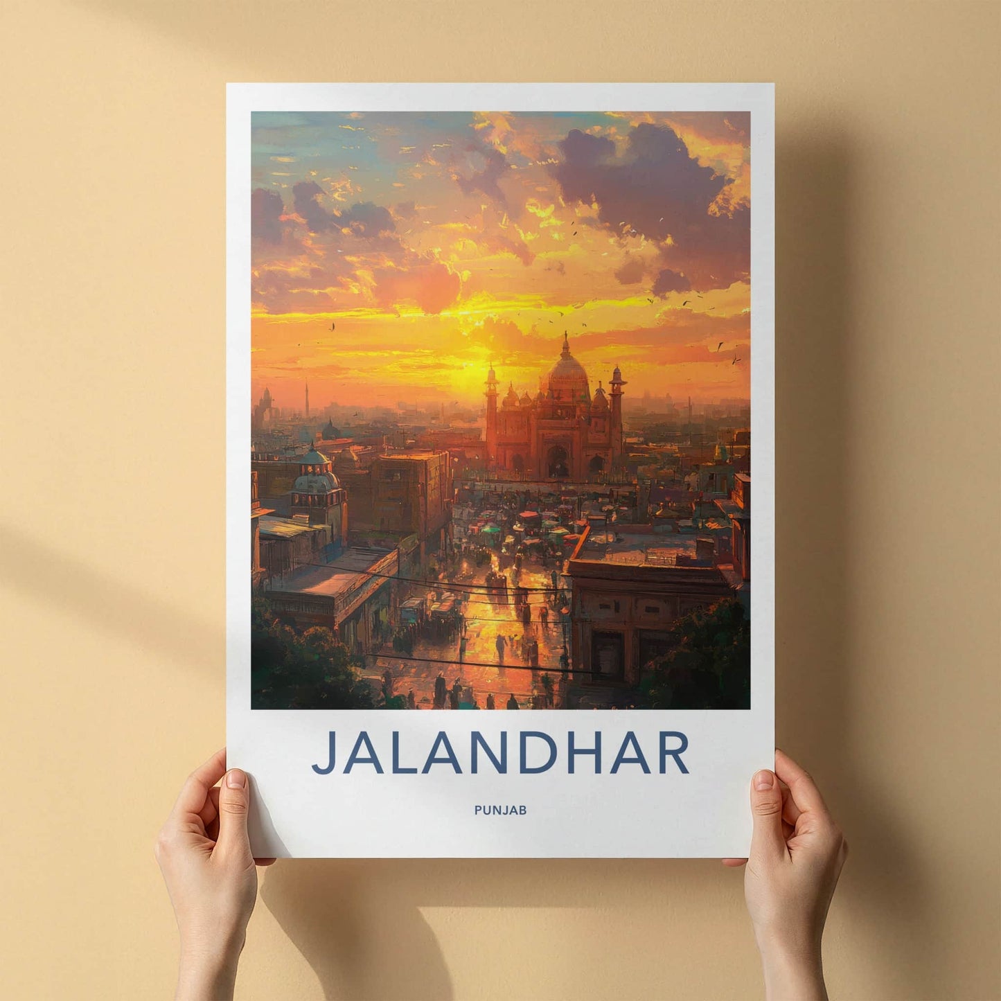 Jalandhar Poster - India Travel Art - Punjab Vibrant Sunset City Home Decor