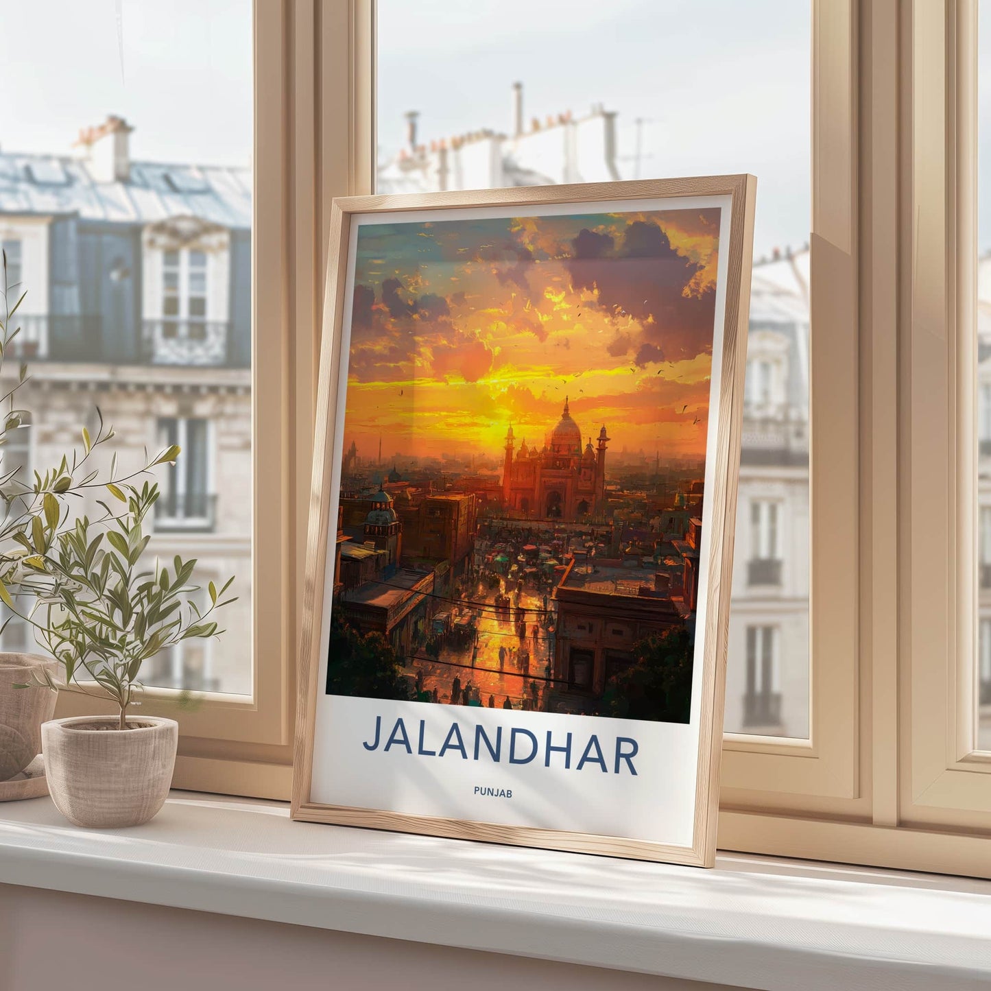 Jalandhar Poster - India Travel Art - Punjab Vibrant Sunset City Home Decor