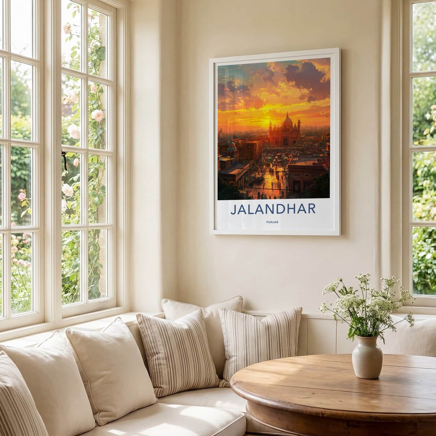 Jalandhar Poster - India Travel Art - Punjab Vibrant Sunset City Home Decor