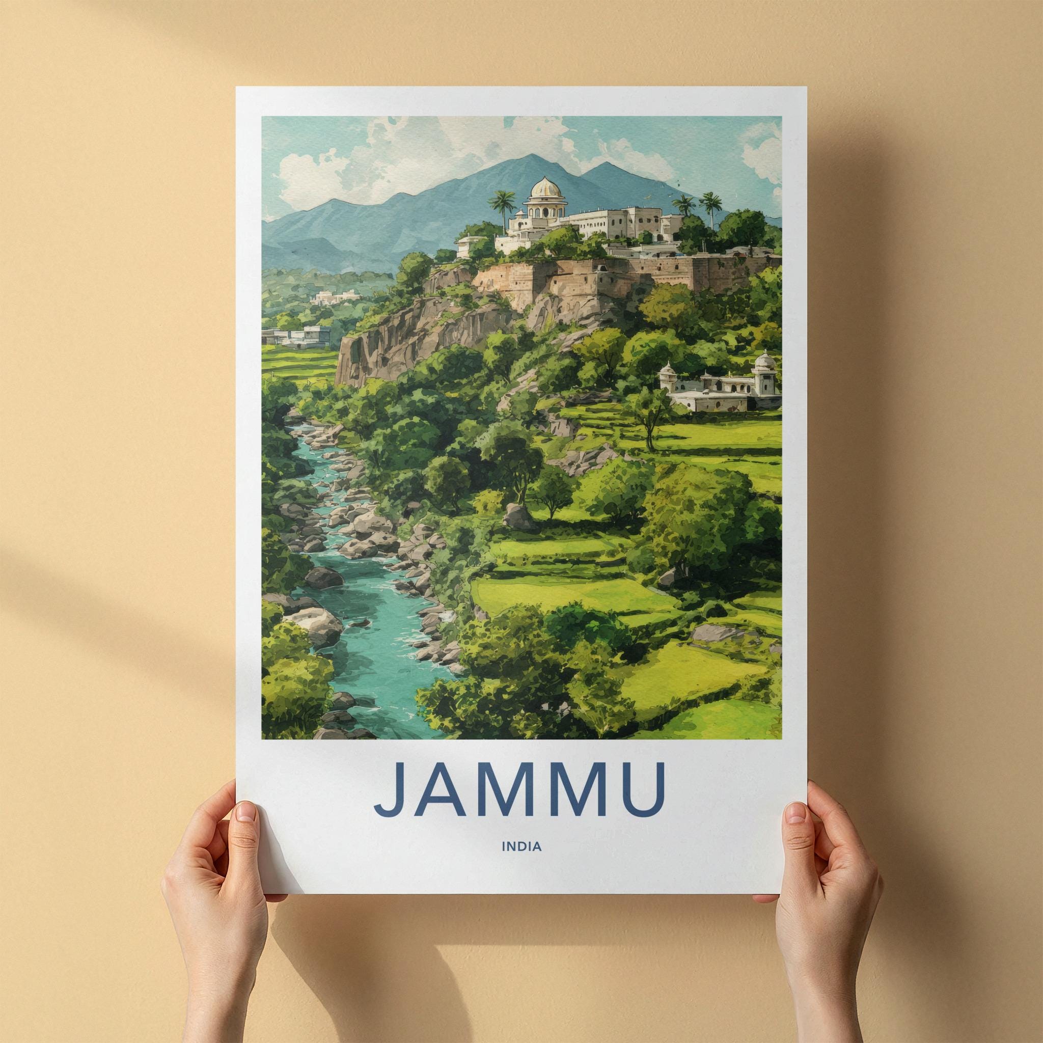 Jammu Poster - India Travel Art - Jammu Kashmir Temple Home Decor