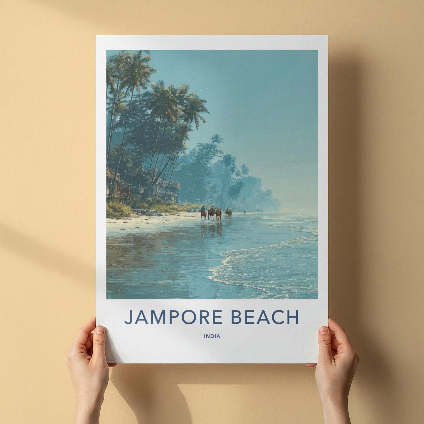 Jampore Beach Poster - India Framed Print - Daman Beach Horses Framed Decor