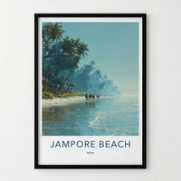 Jampore Beach Poster - India Framed Print - Daman Beach Horses Framed Decor