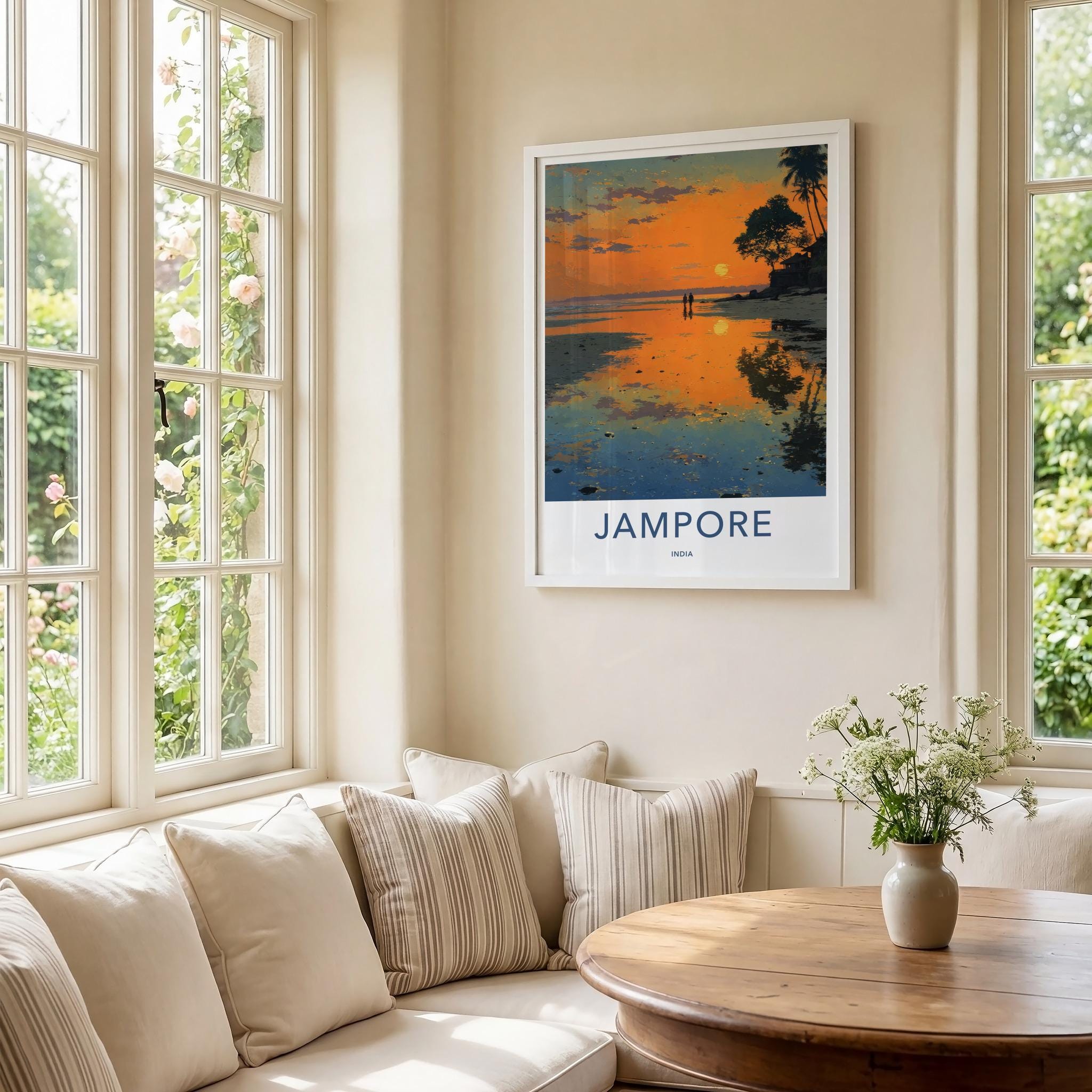 Jampore Poster - India Fine Art - Daman Diu Sunset Beach Walk Gift