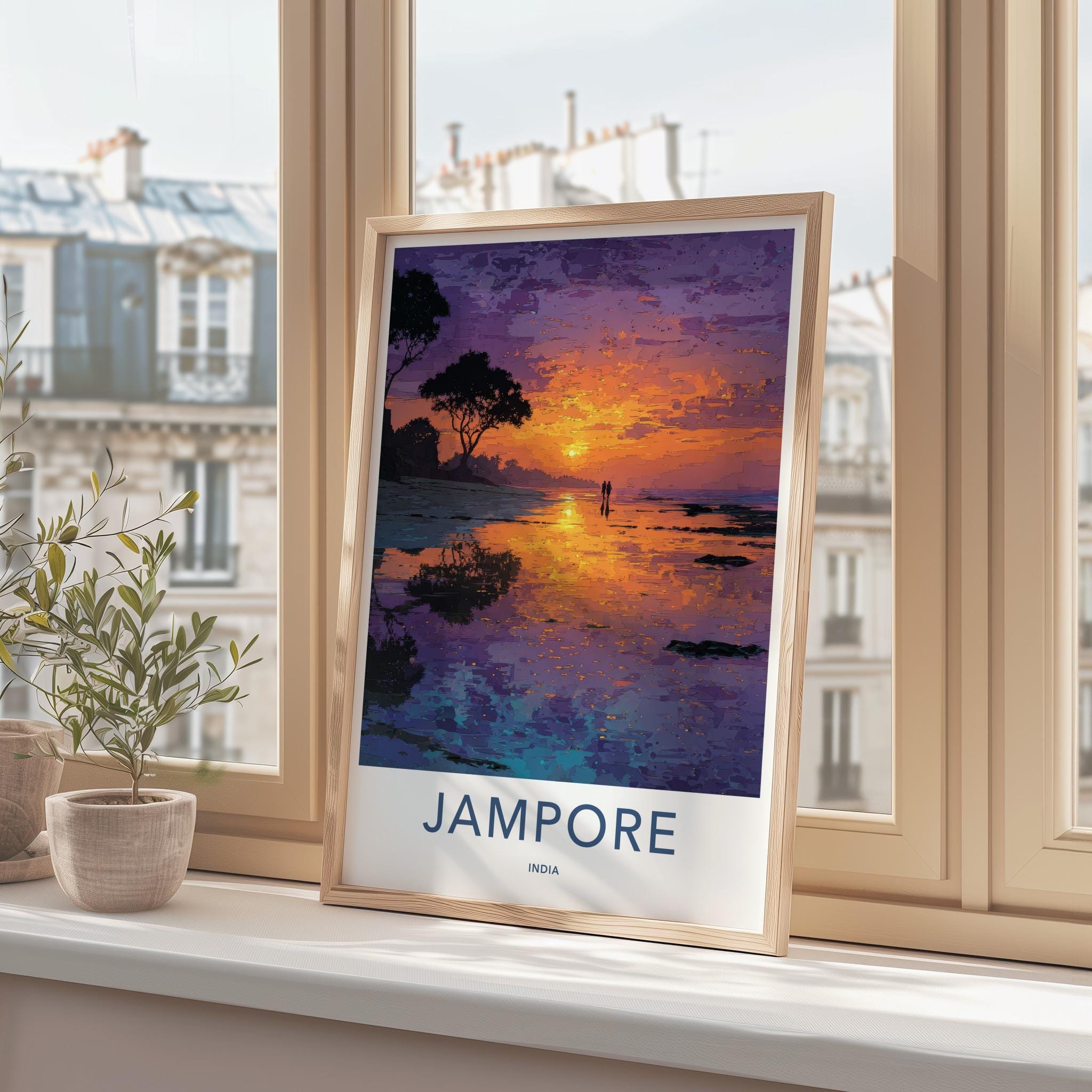 Jampore Poster - India Framed Print - Daman Beach Sunset Home Decor