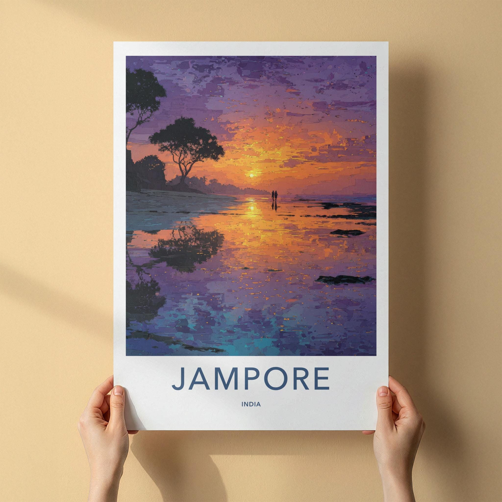 Jampore Poster - India Framed Print - Daman Beach Sunset Home Decor