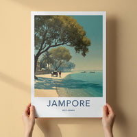 Jampore Poster - India Travel Art - Daman Horse Cart Beach Home Decor