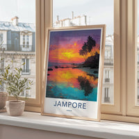 Jampore Poster - India Travel Art - Daman Tropical Sunset Beach Home Decor