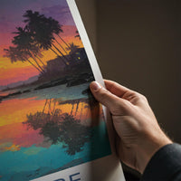 Jampore Poster - India Travel Art - Daman Tropical Sunset Beach Home Decor