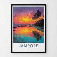 Jampore Poster - India Travel Art - Daman Tropical Sunset Beach Home Decor