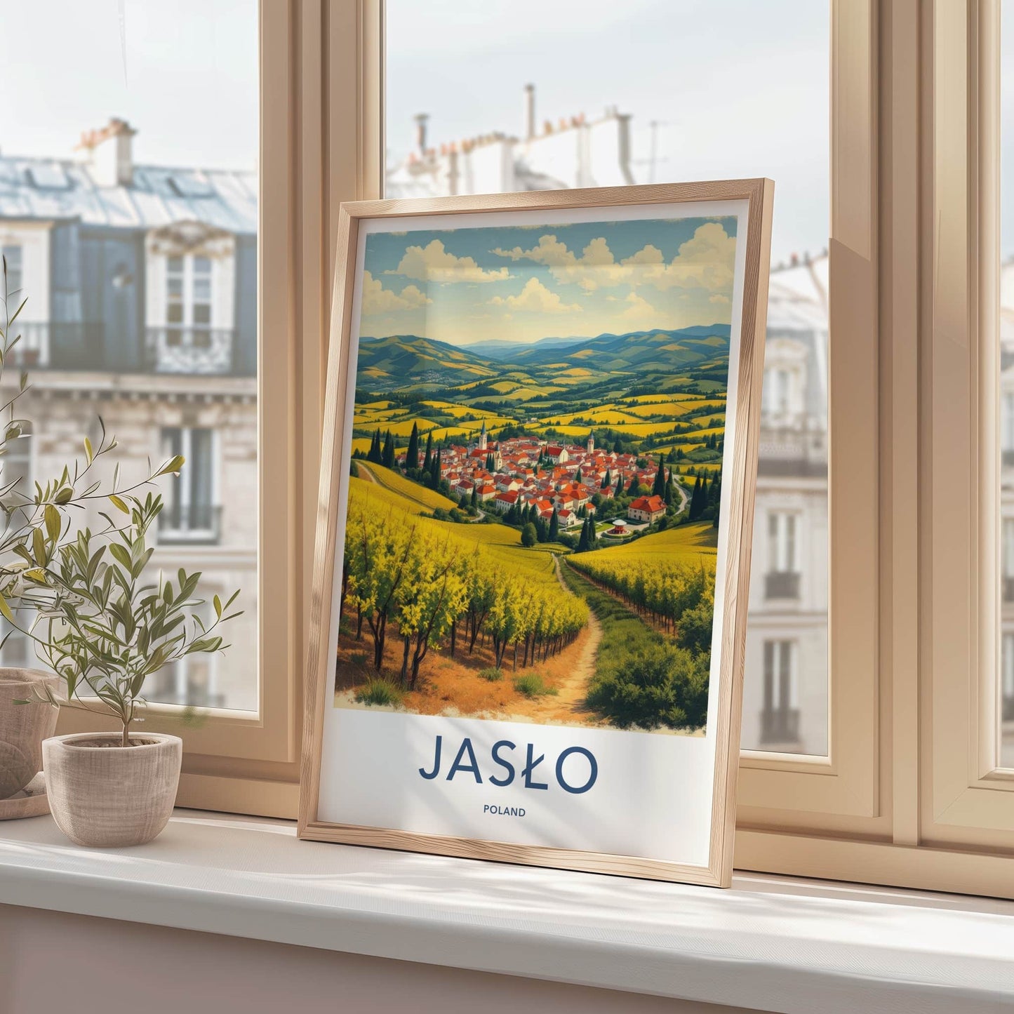 Jaslo Poster - Poland Art Print - Town Valley Vineyards Home Decor