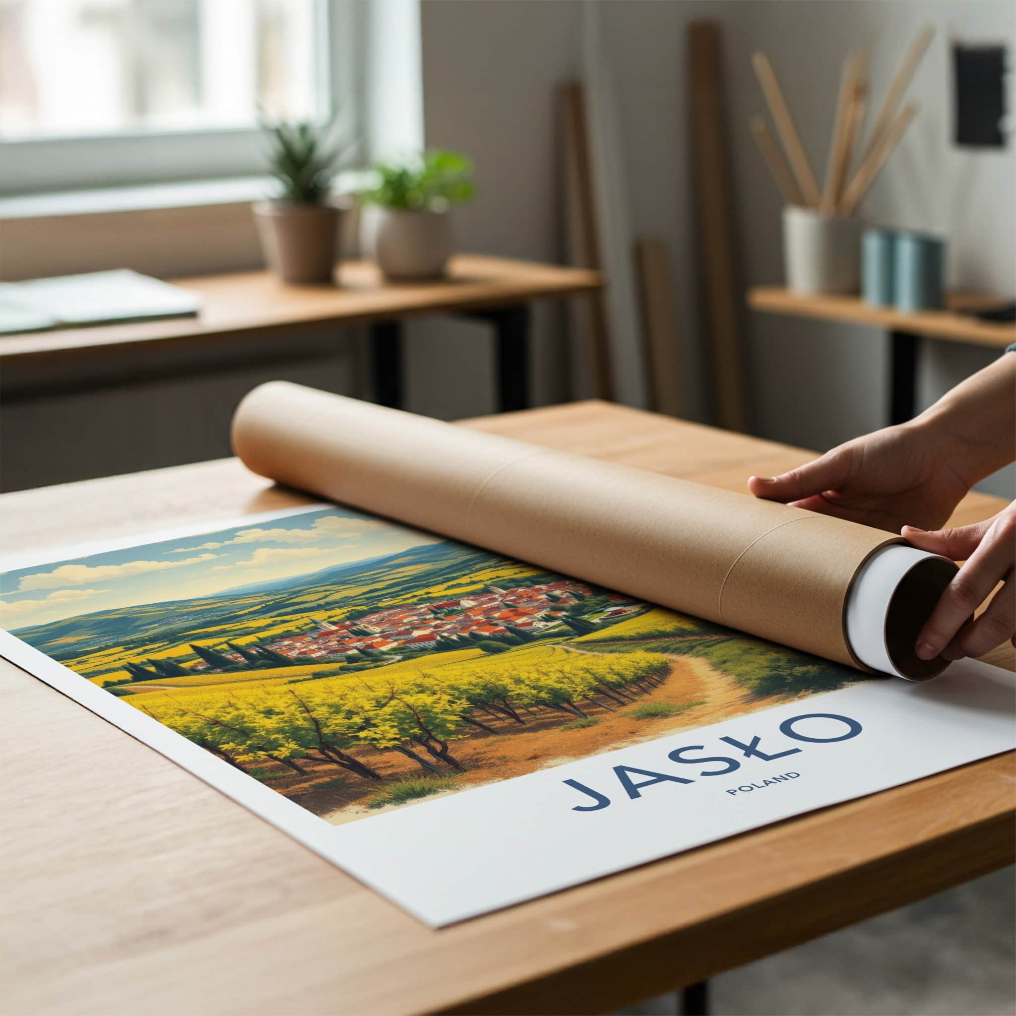 Jaslo Poster - Poland Art Print - Town Valley Vineyards Home Decor