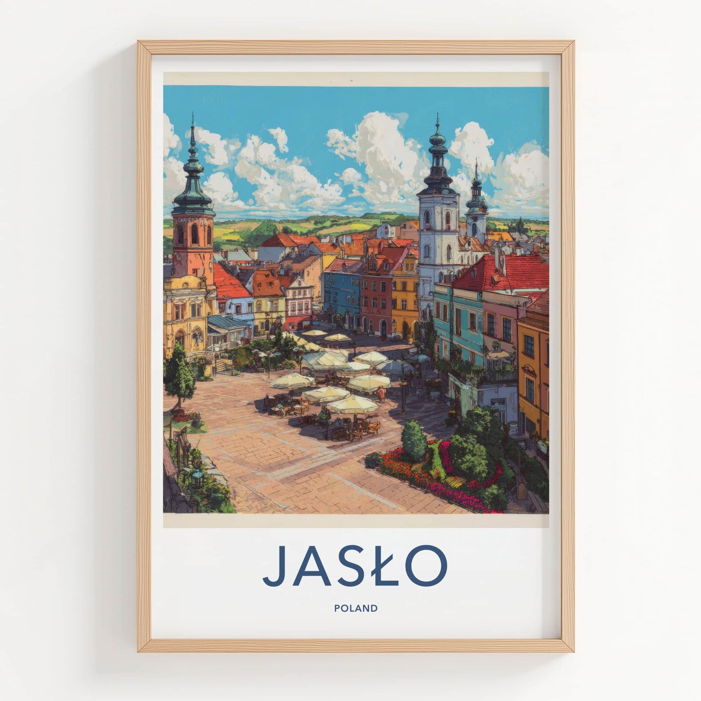 Jaslo Poster - Poland Framed Print - Historic Town Square Lounge Decor