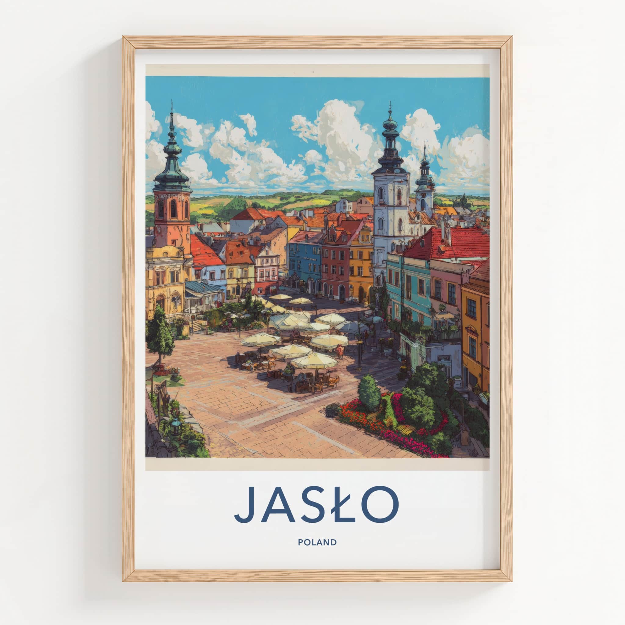Jaslo Poster - Poland Framed Print - Historic Town Square Lounge Decor