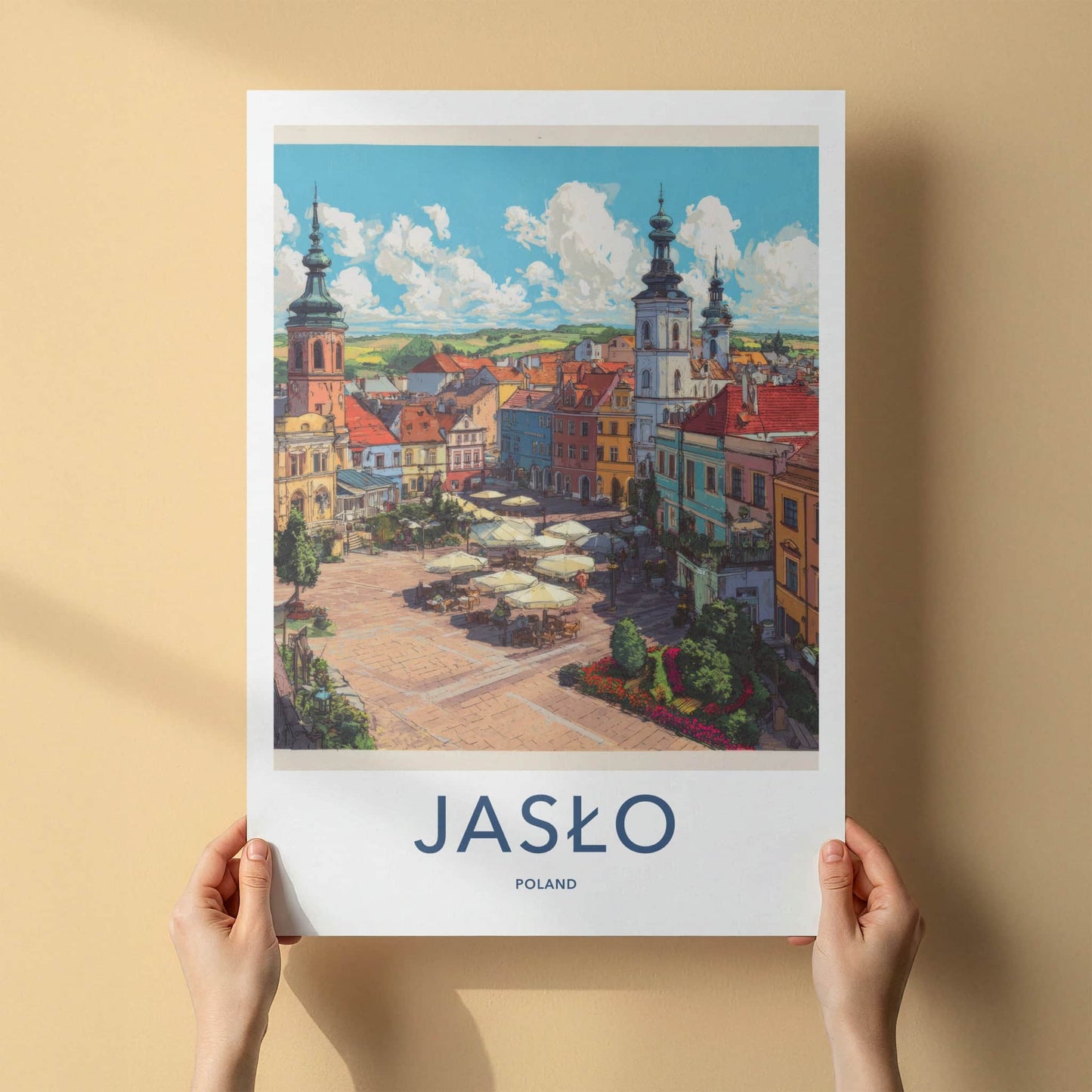 Jaslo Poster - Poland Framed Print - Historic Town Square Lounge Decor