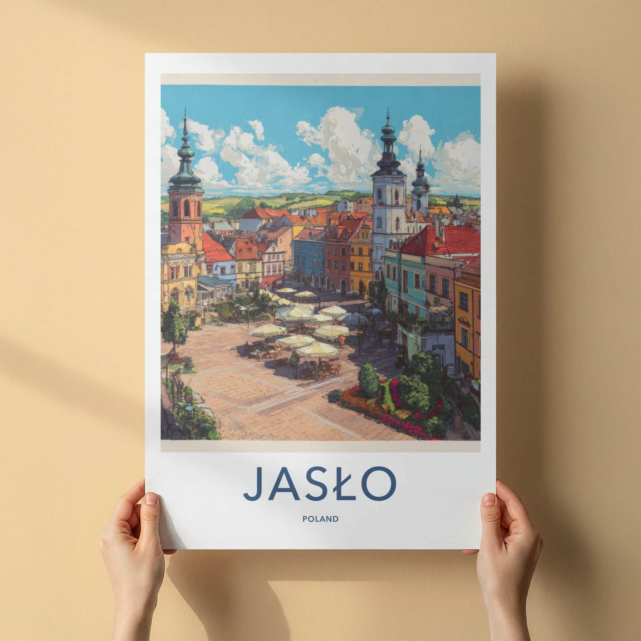 Jaslo Poster - Poland Framed Print - Historic Town Square Lounge Decor
