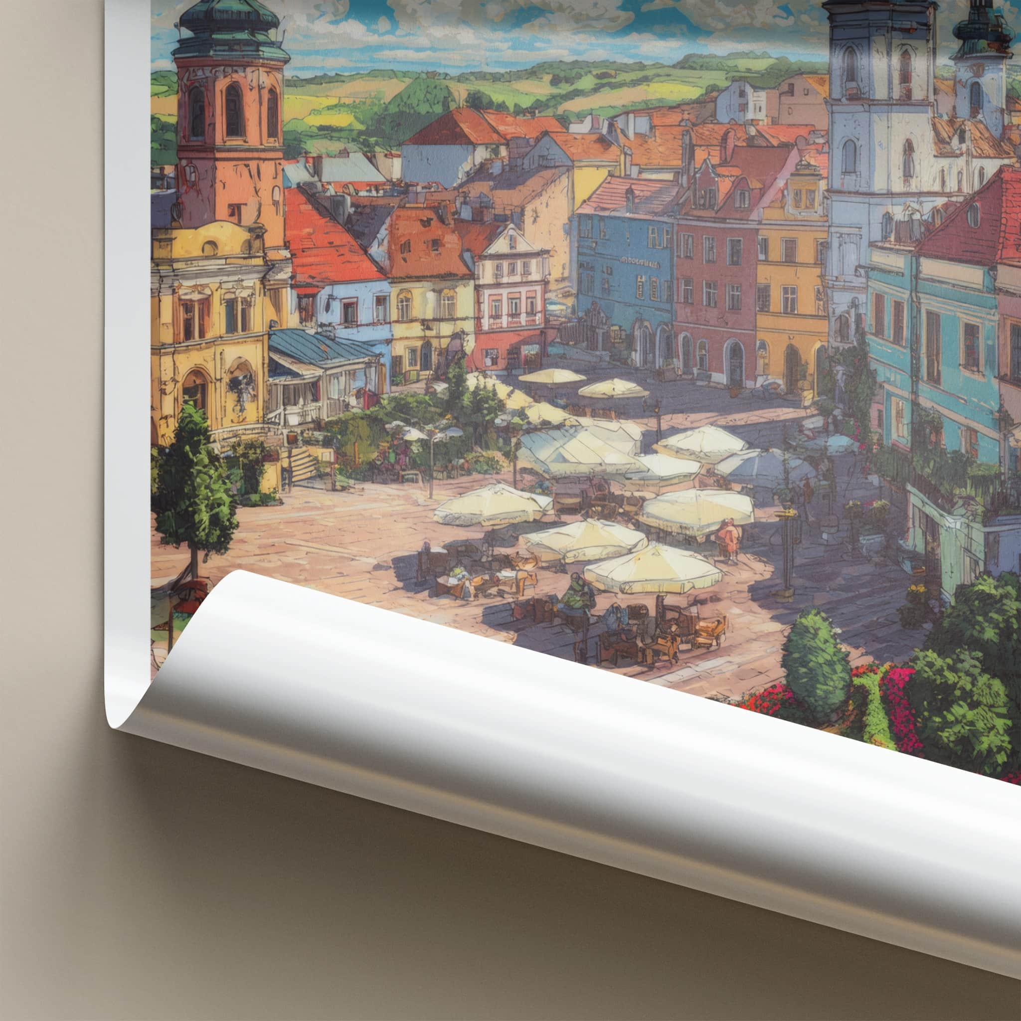Jaslo Poster - Poland Framed Print - Historic Town Square Lounge Decor