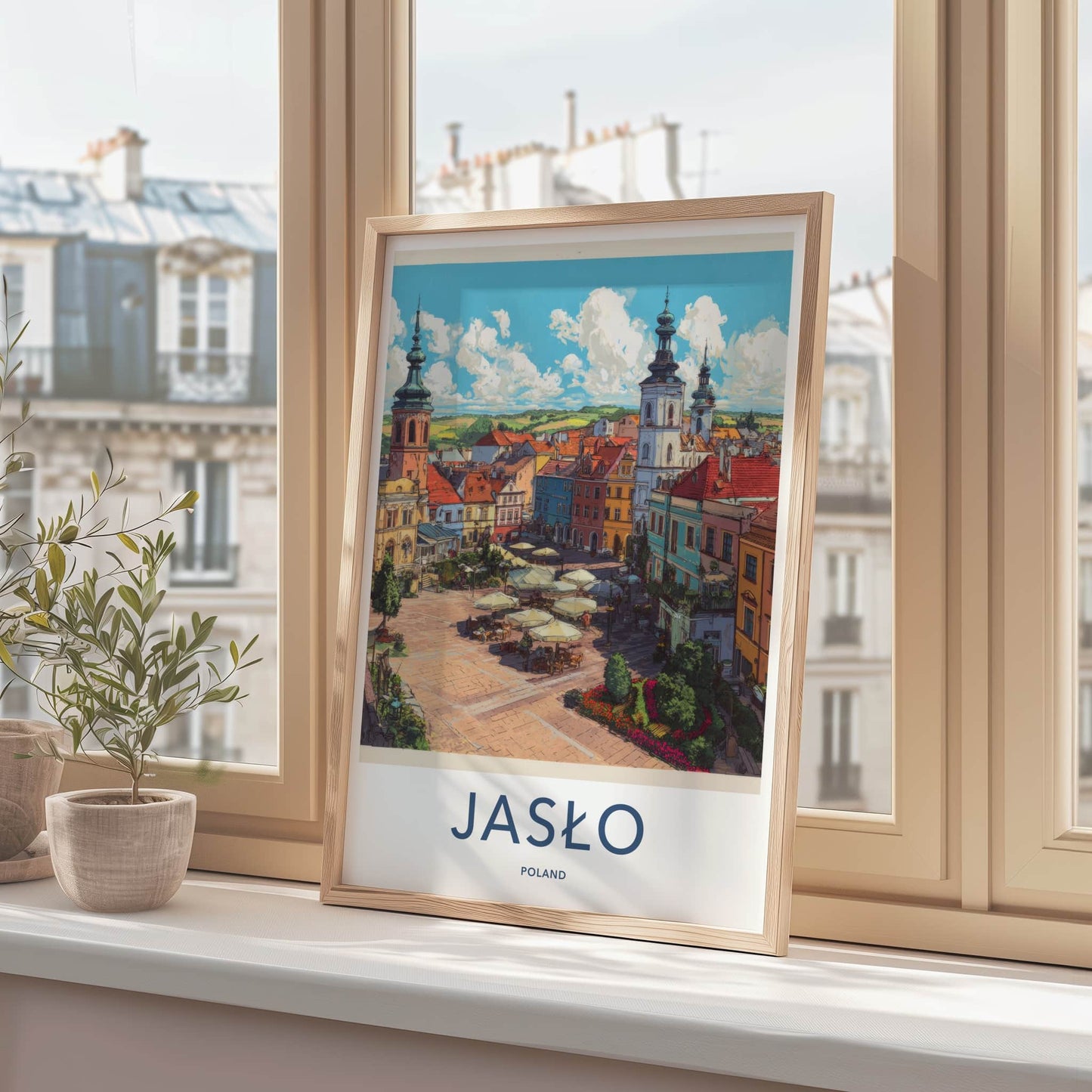 Jaslo Poster - Poland Framed Print - Historic Town Square Lounge Decor