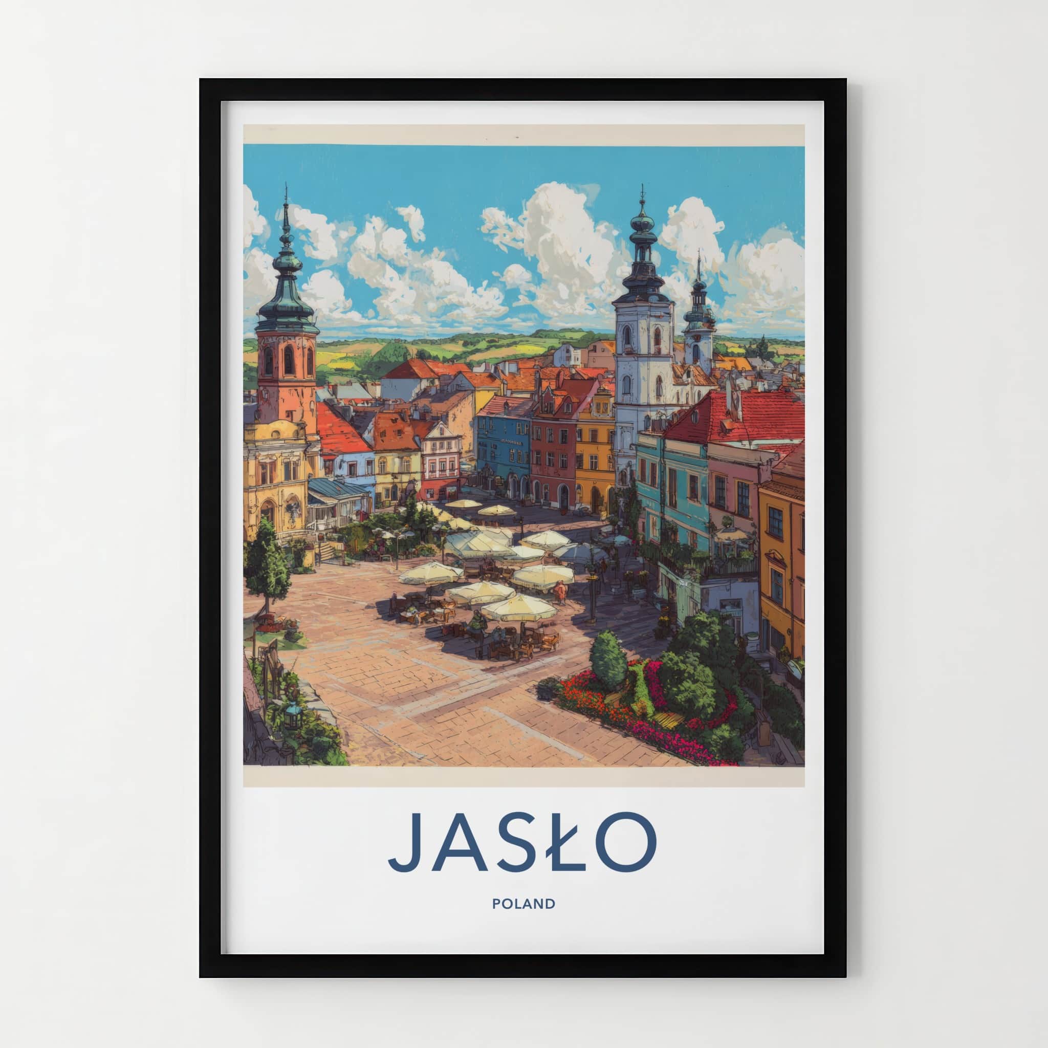 Jaslo Poster - Poland Framed Print - Historic Town Square Lounge Decor