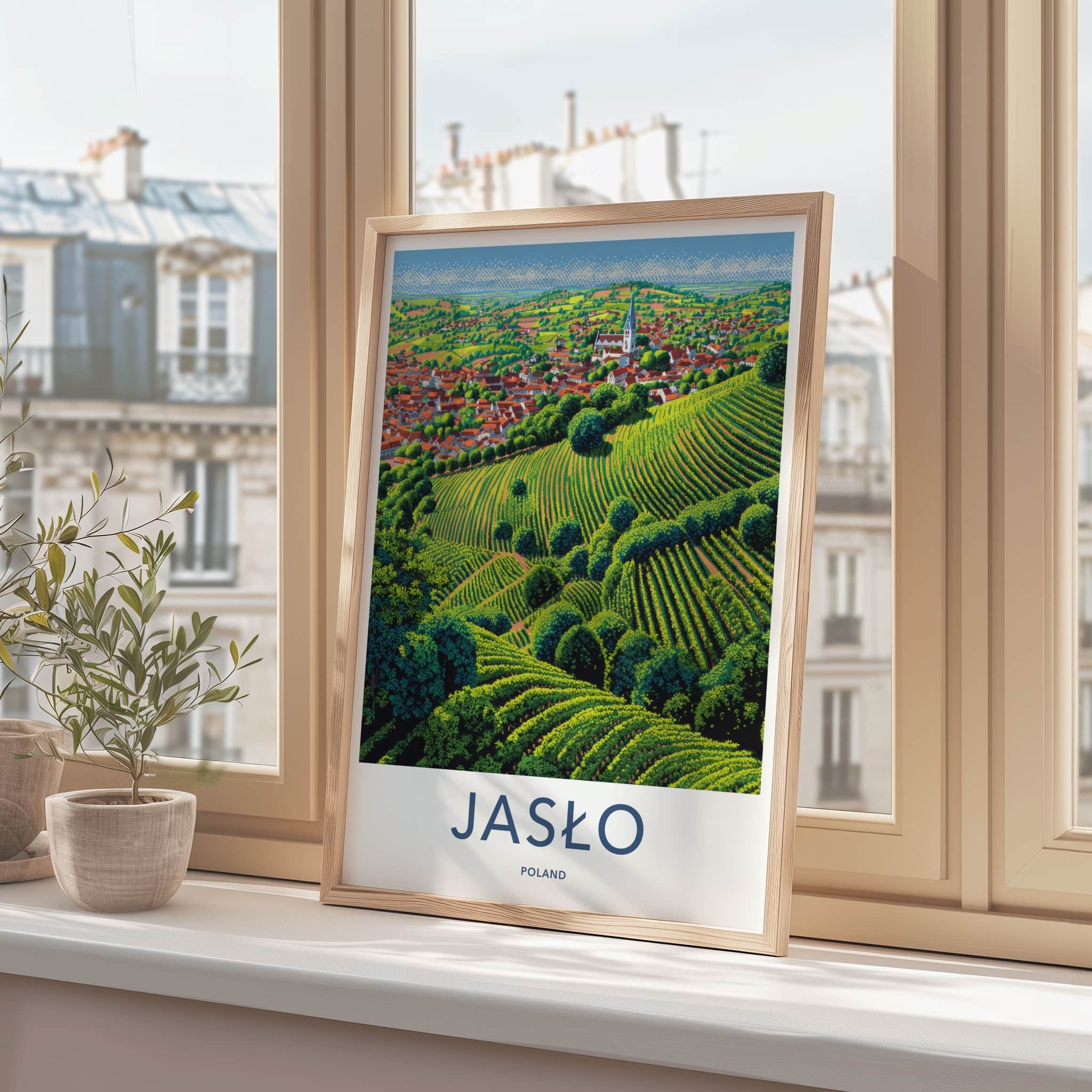 Jaslo Poster - Poland Framed Print - Picturesque Winery Village Framed Decor
