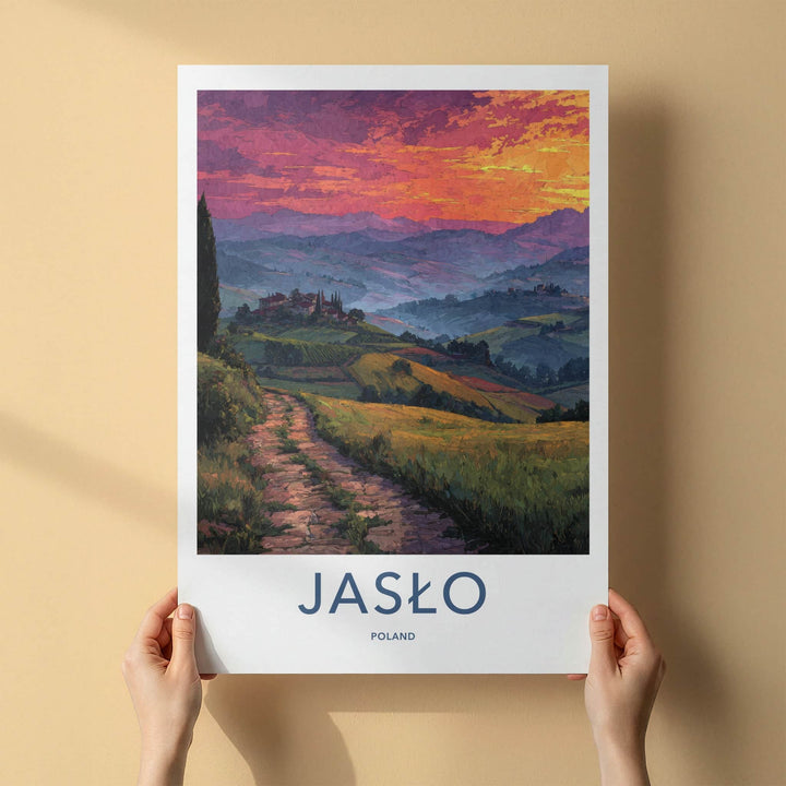 Jaslo Poster - Poland Framed Print - Terraced Hillside Village Framed Decor