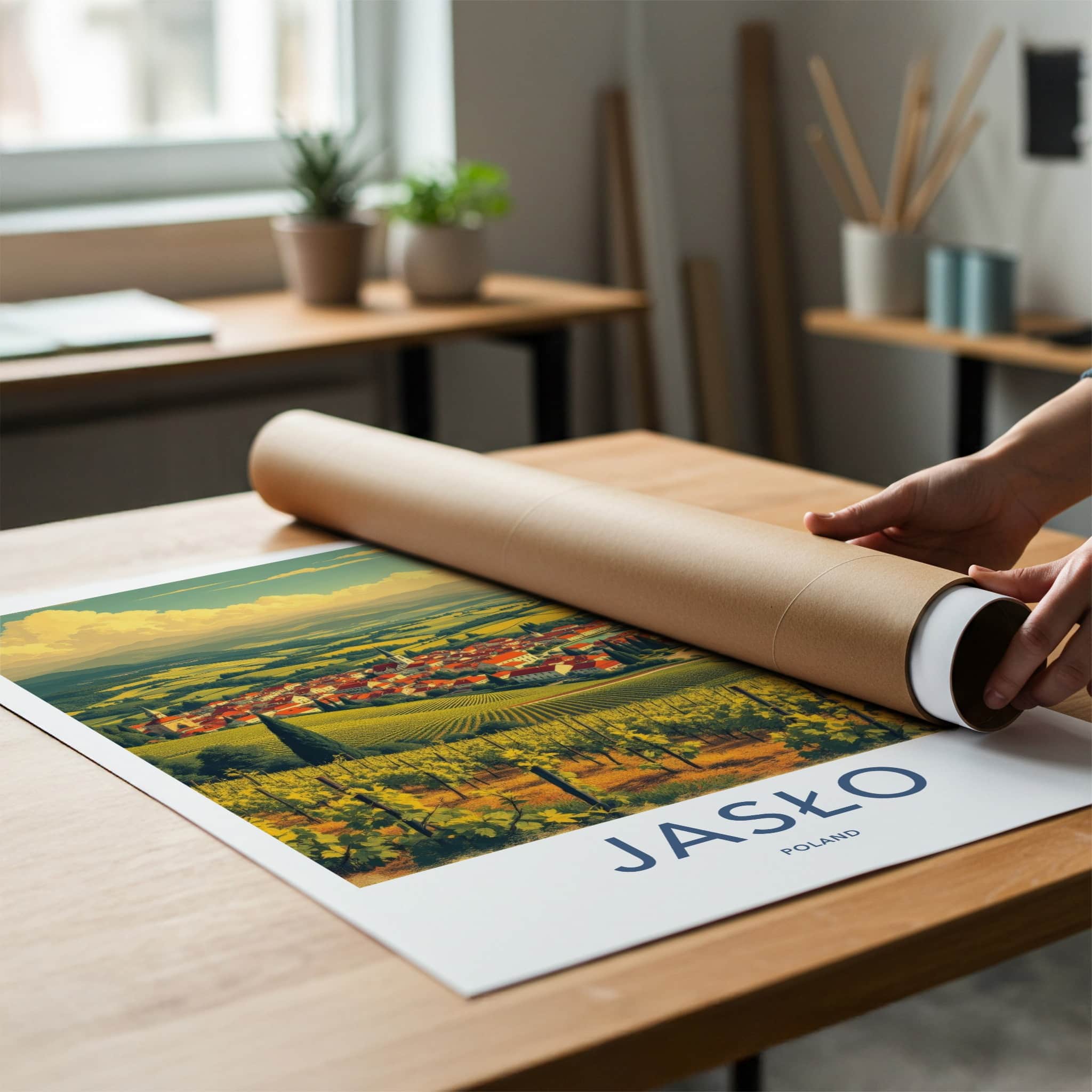 Jaslo Poster - Poland Framed Print - Vineyard town vista Framed Decor