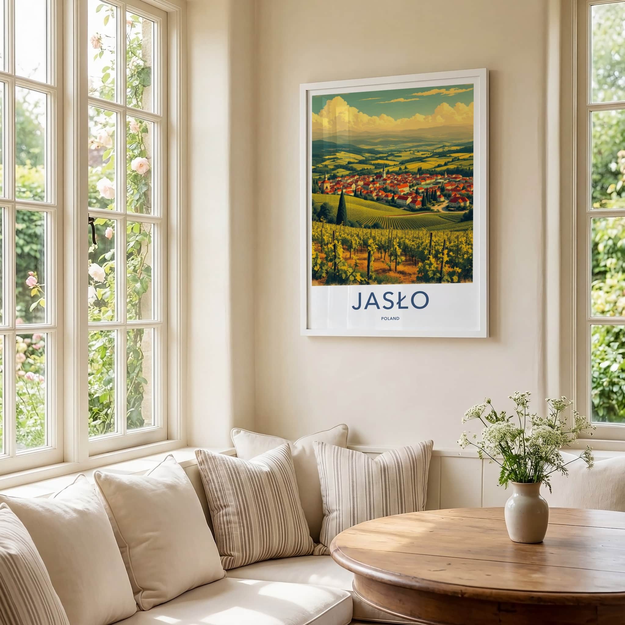 Jaslo Poster - Poland Framed Print - Vineyard town vista Framed Decor