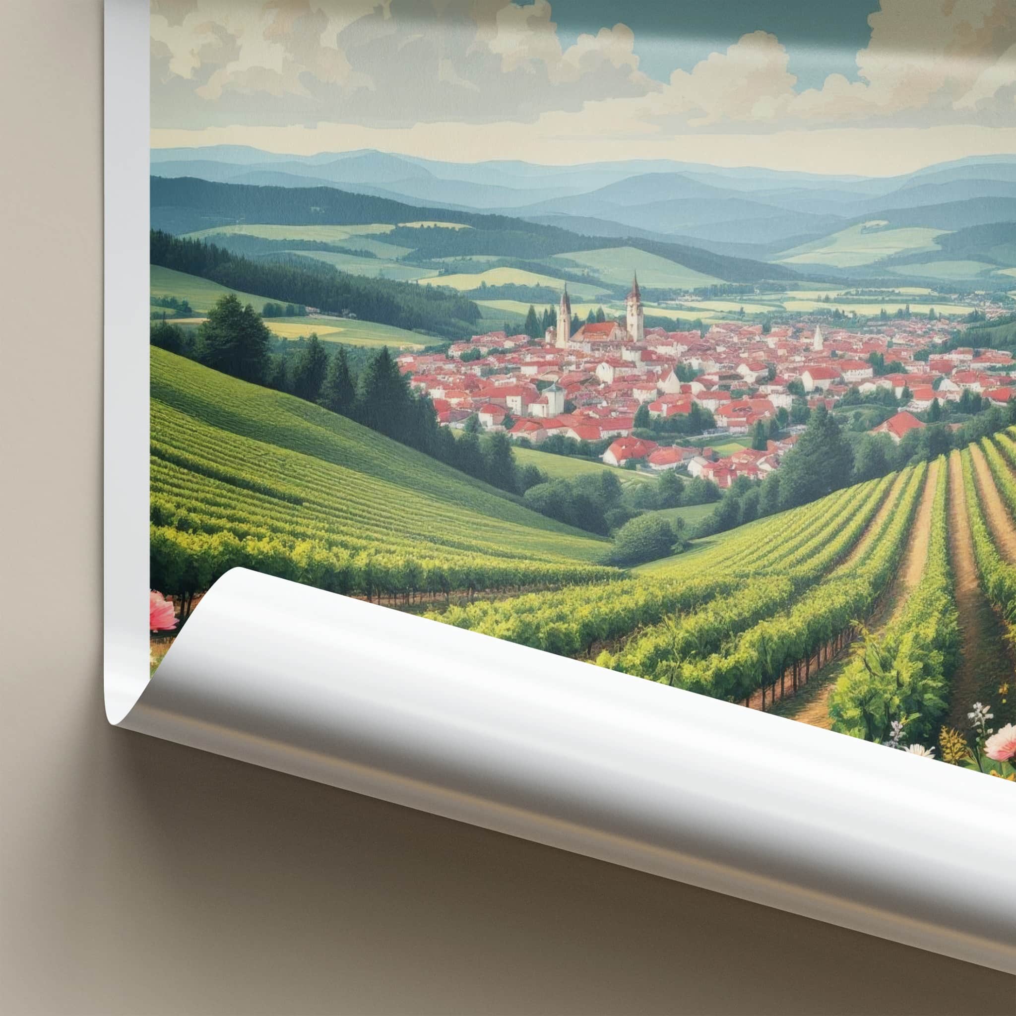 Jaslo Poster - Poland Travel Art - Flowering Vineyard Village Home Decor