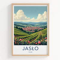 Jaslo Poster - Poland Travel Art - Flowering Vineyard Village Home Decor