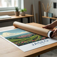 Jaslo Poster - Poland Travel Art - Flowering Vineyard Village Home Decor