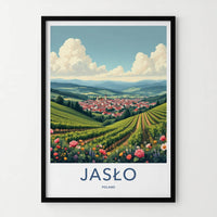Jaslo Poster - Poland Travel Art - Flowering Vineyard Village Home Decor