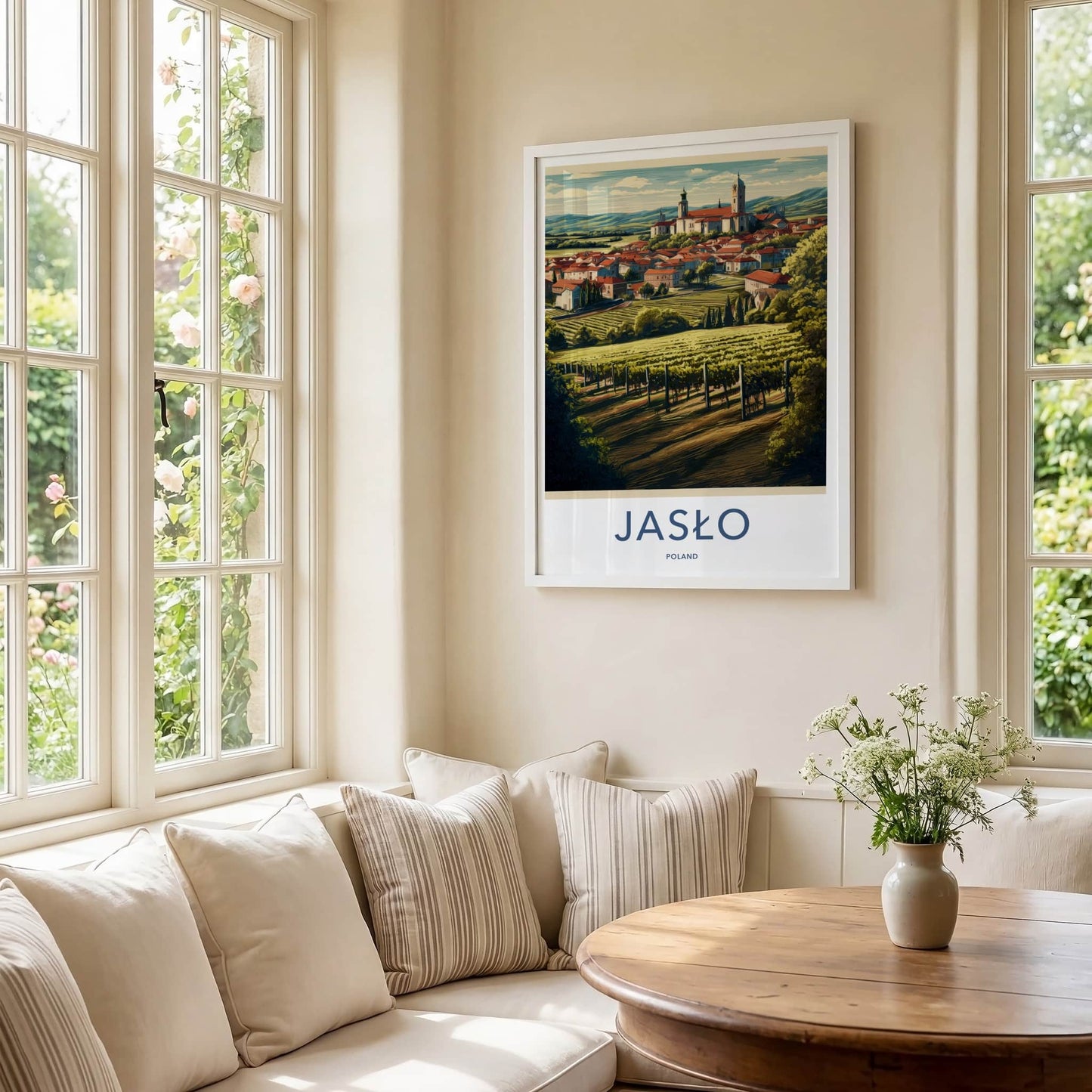 Jaslo Poster - Poland Travel Art - Hilltop Town Vineyards Home Decor