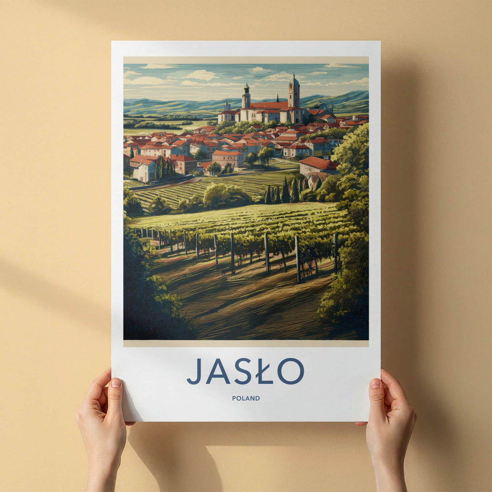 Jaslo Poster - Poland Travel Art - Hilltop Town Vineyards Home Decor
