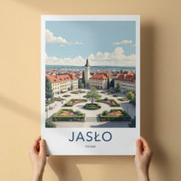 Jaslo Poster - Poland Travel Art - Historic City Square Home Decor