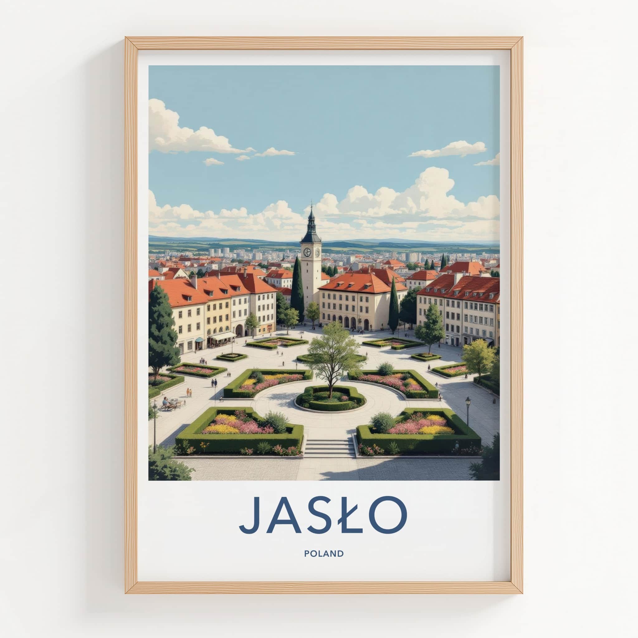 Jaslo Poster - Poland Travel Art - Historic City Square Home Decor