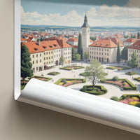 Jaslo Poster - Poland Travel Art - Historic City Square Home Decor
