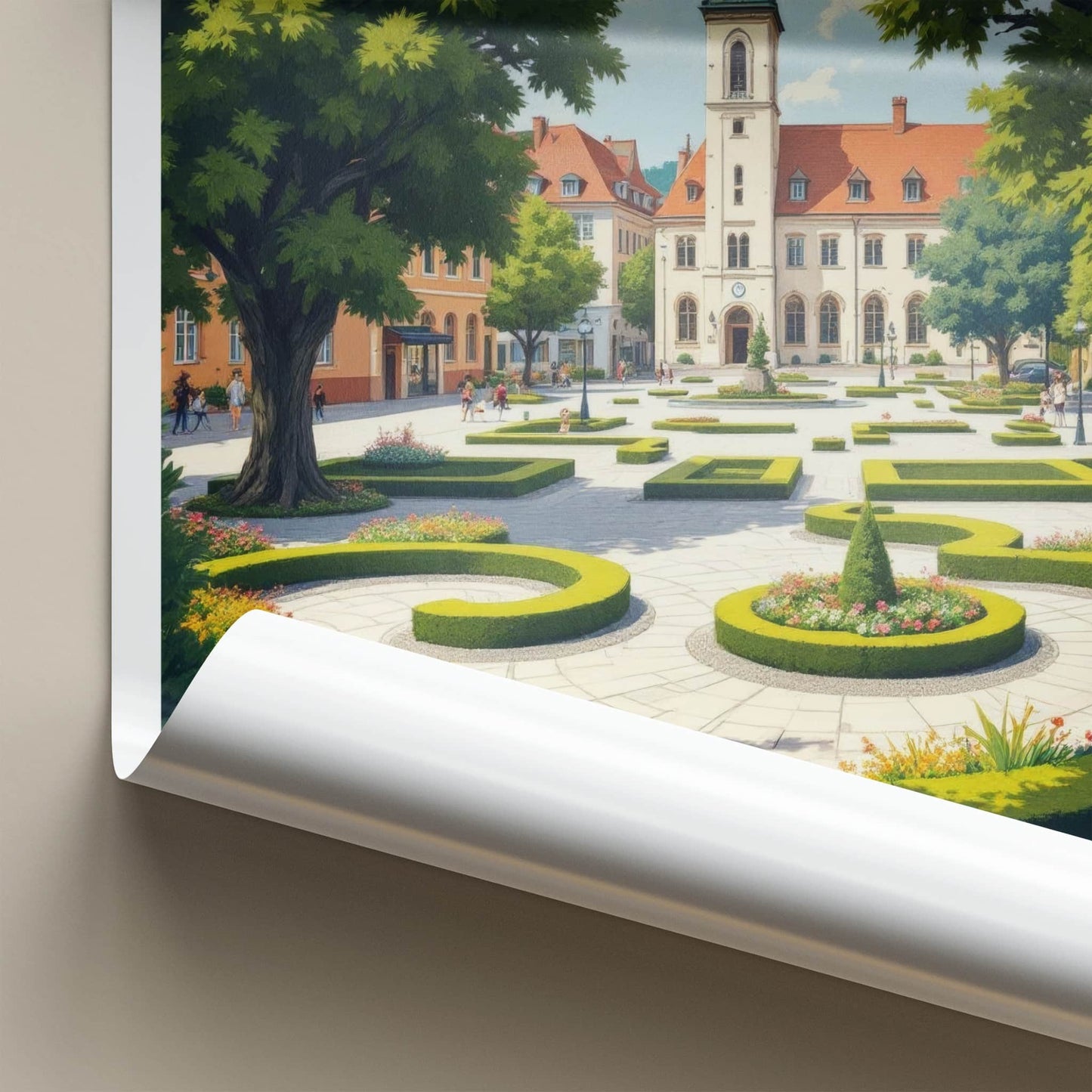 Jaslo Poster - Poland Travel Art - Historic Town Square Home Decor