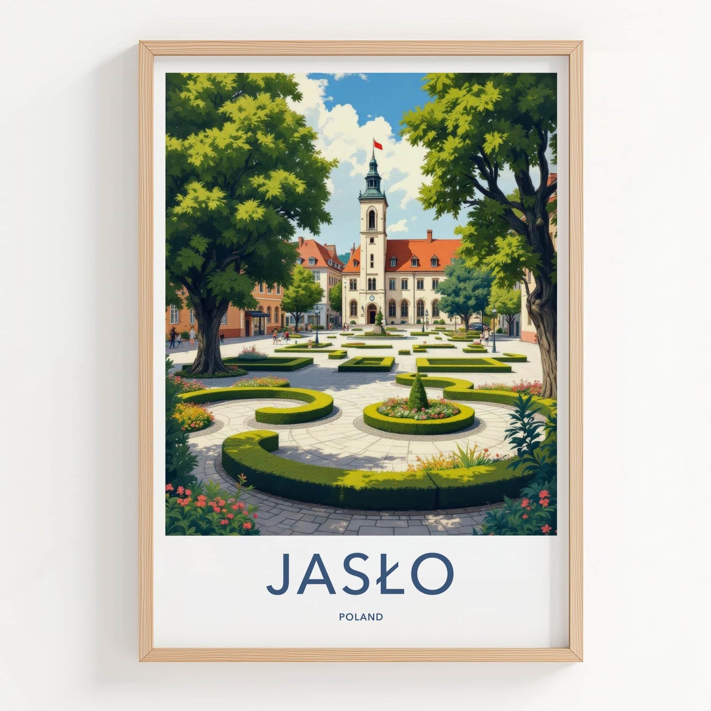 Jaslo Poster - Poland Travel Art - Historic Town Square Home Decor