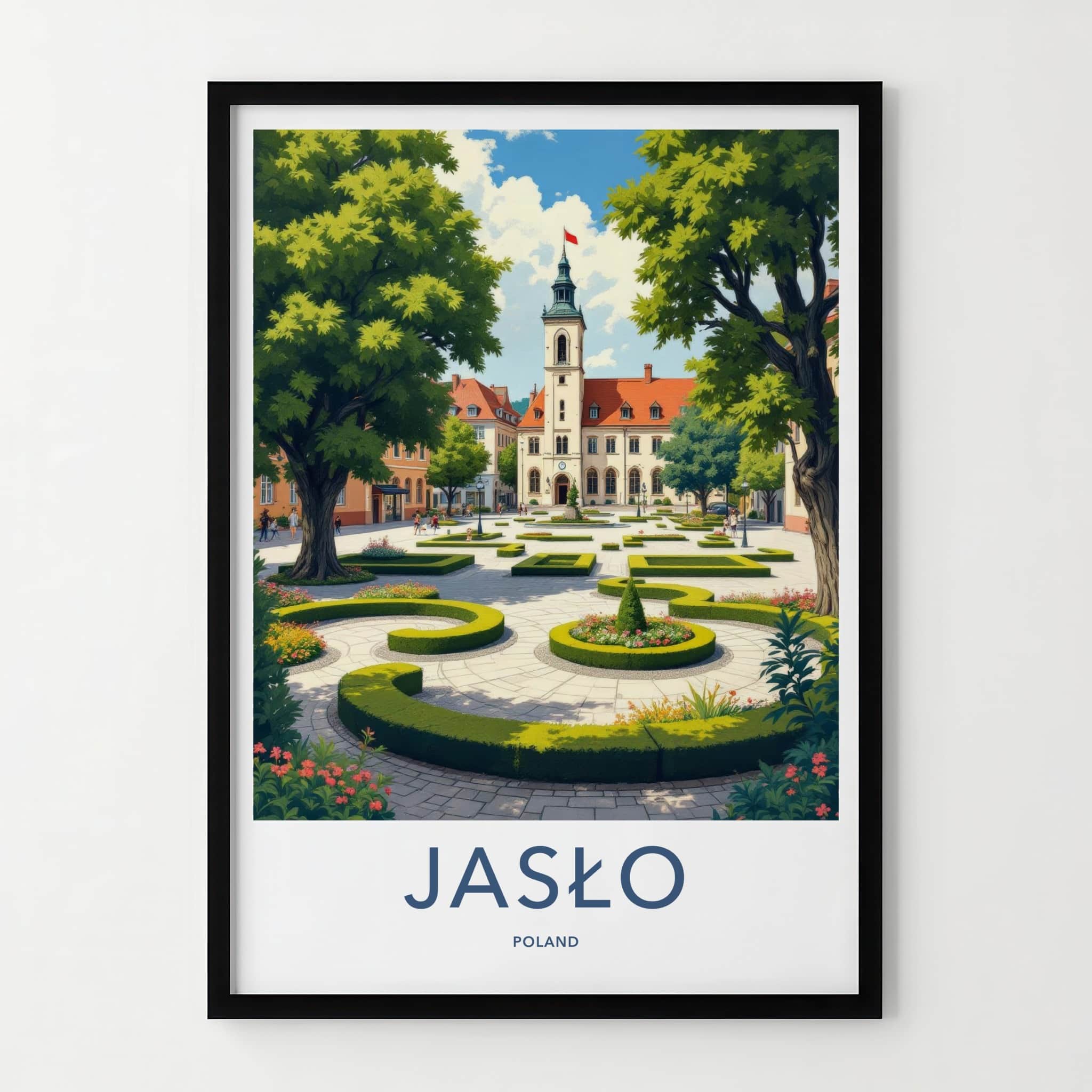Jaslo Poster - Poland Travel Art - Historic Town Square Home Decor