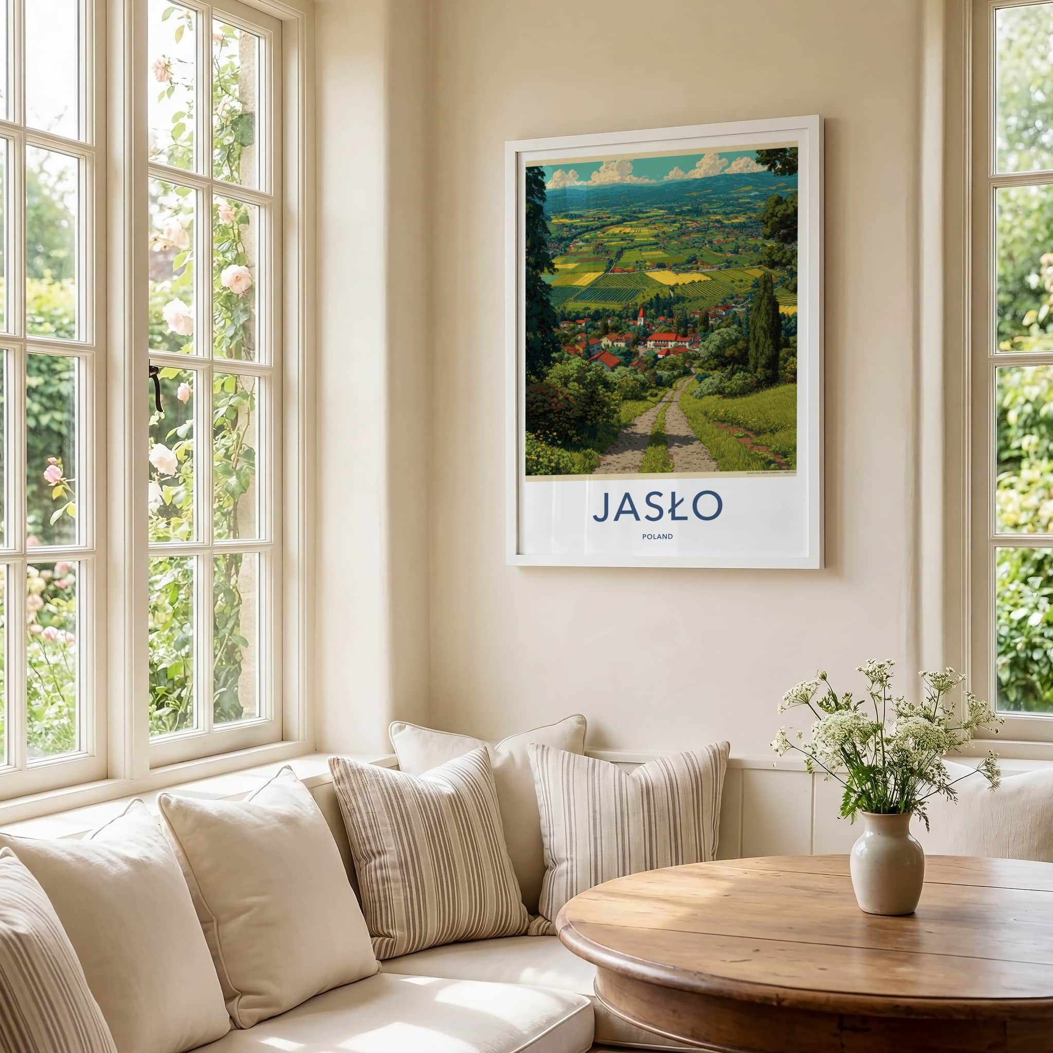 Jaslo Poster - Poland Travel Art - Lush Village Landscape Home Decor