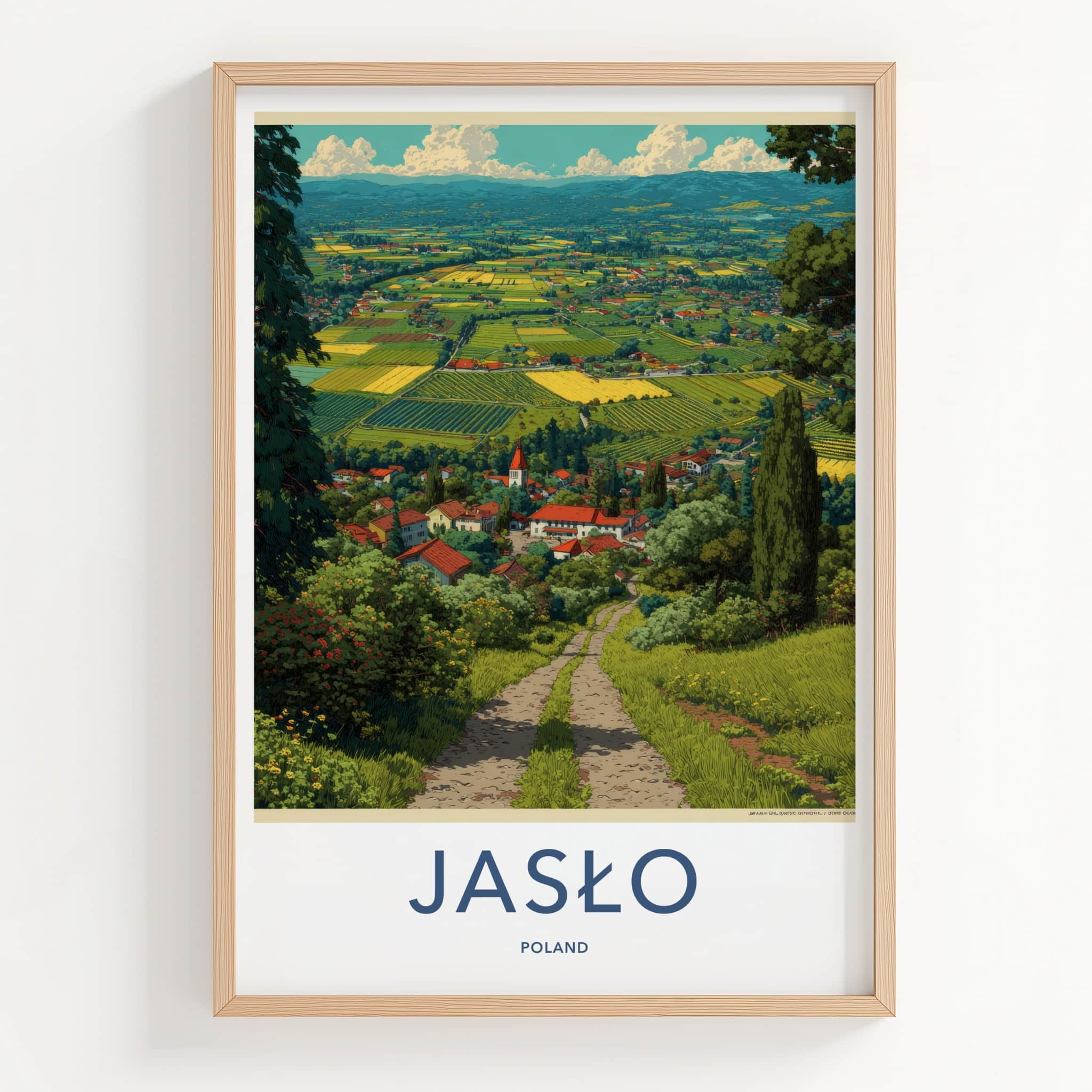 Jaslo Poster - Poland Travel Art - Lush Village Landscape Home Decor