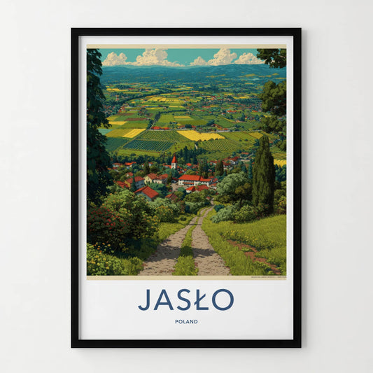 Jaslo Poster - Poland Travel Art - Lush Village Landscape Home Decor