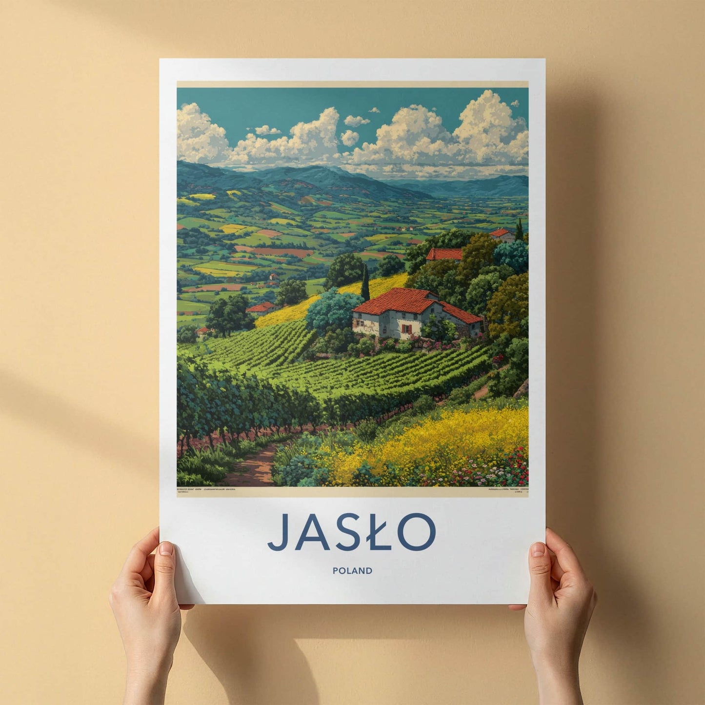 Jaslo Poster - Poland Travel Art - Lush Vineyard Landscape Home Decor