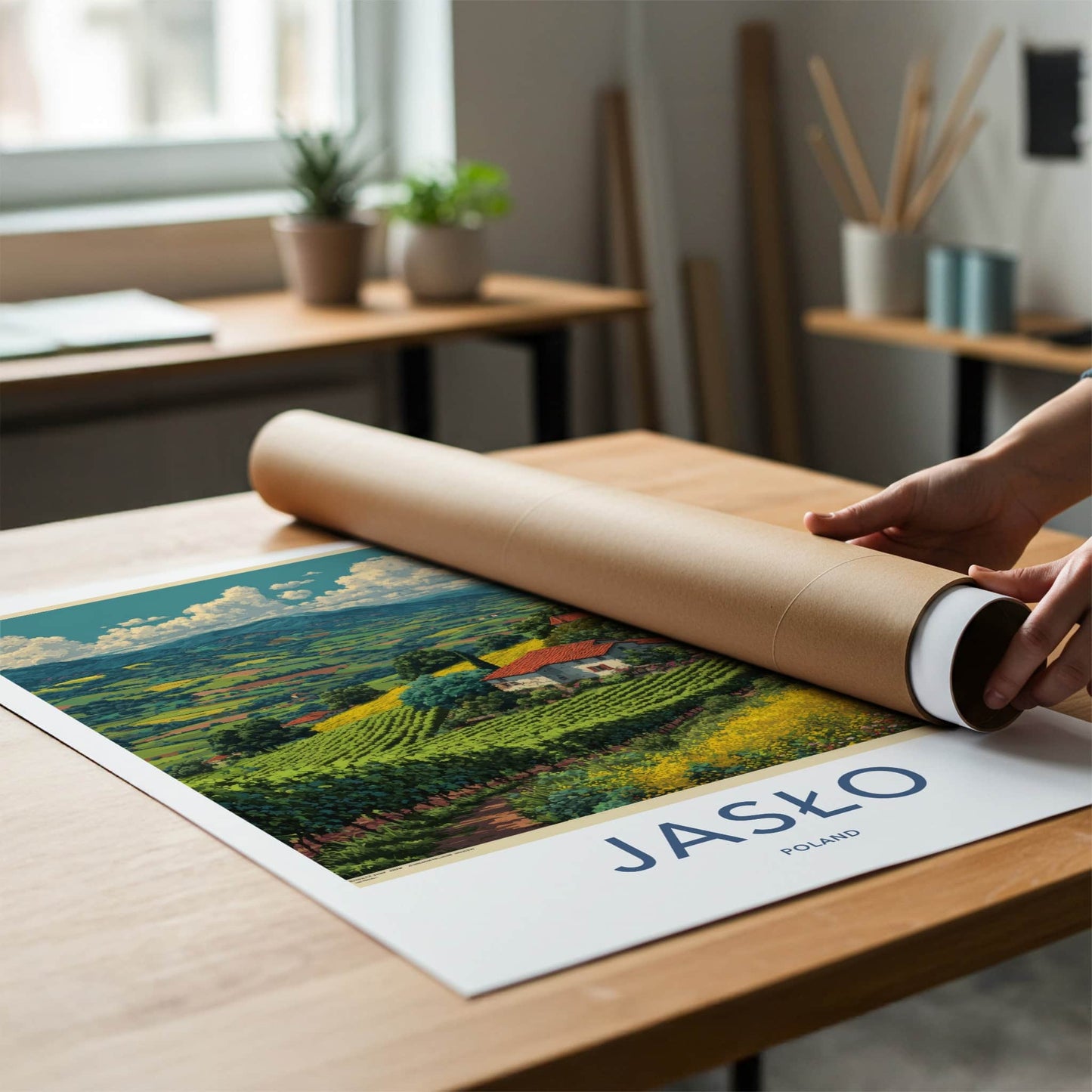 Jaslo Poster - Poland Travel Art - Lush Vineyard Landscape Home Decor