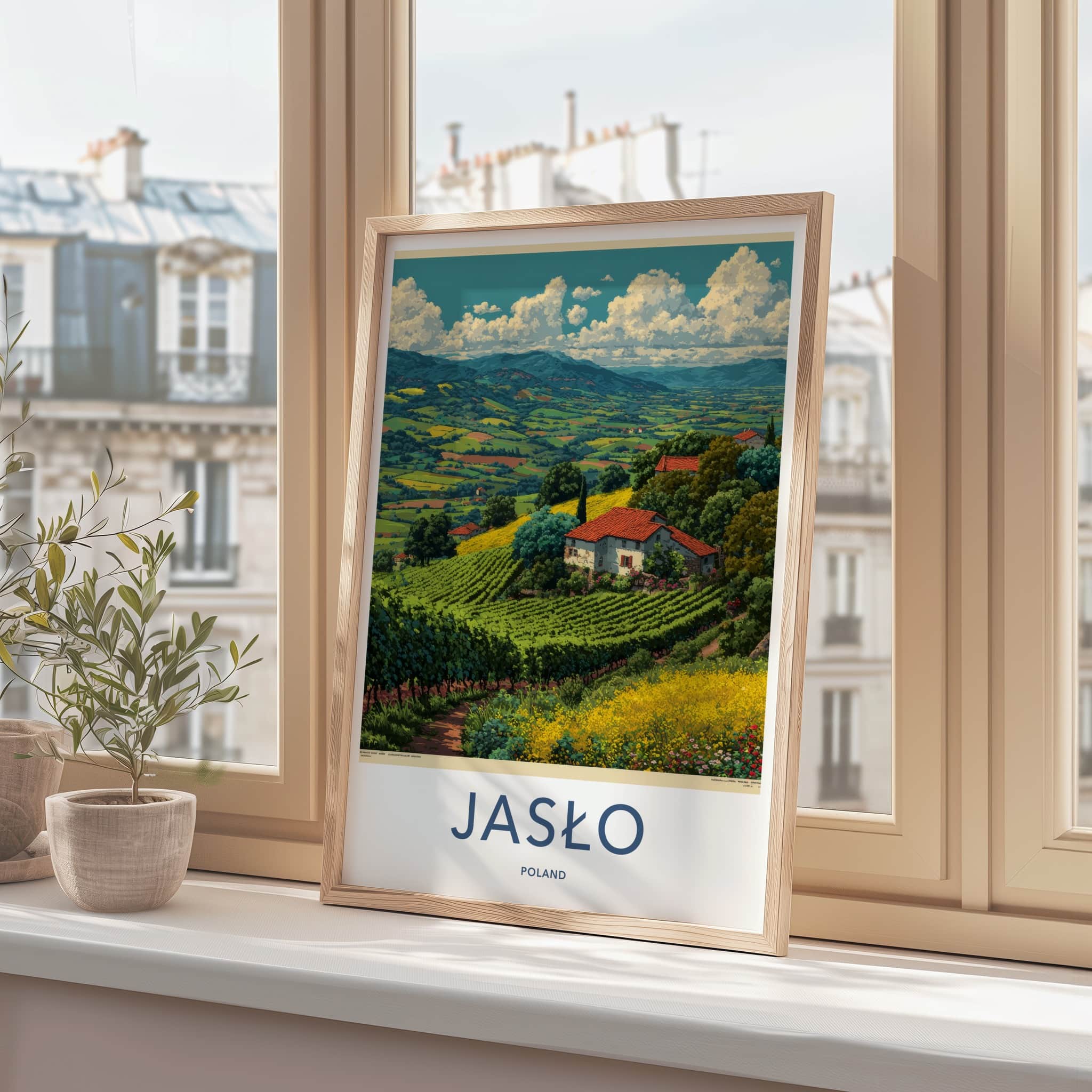 Jaslo Poster - Poland Travel Art - Lush Vineyard Landscape Home Decor