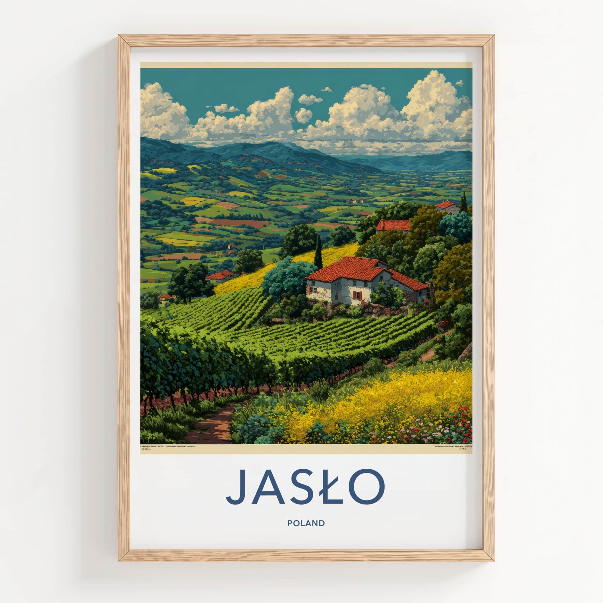 Jaslo Poster - Poland Travel Art - Lush Vineyard Landscape Home Decor