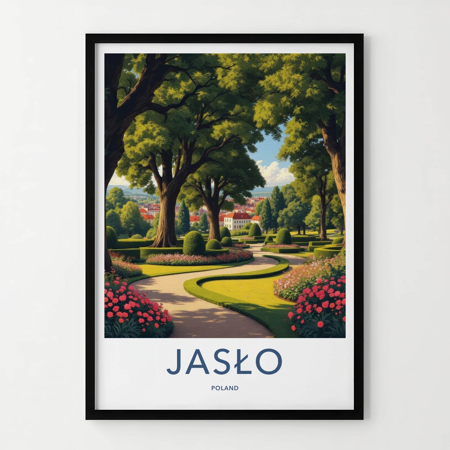 Jaslo Poster - Poland Travel Art - Manicured Garden Pathway Home Decor