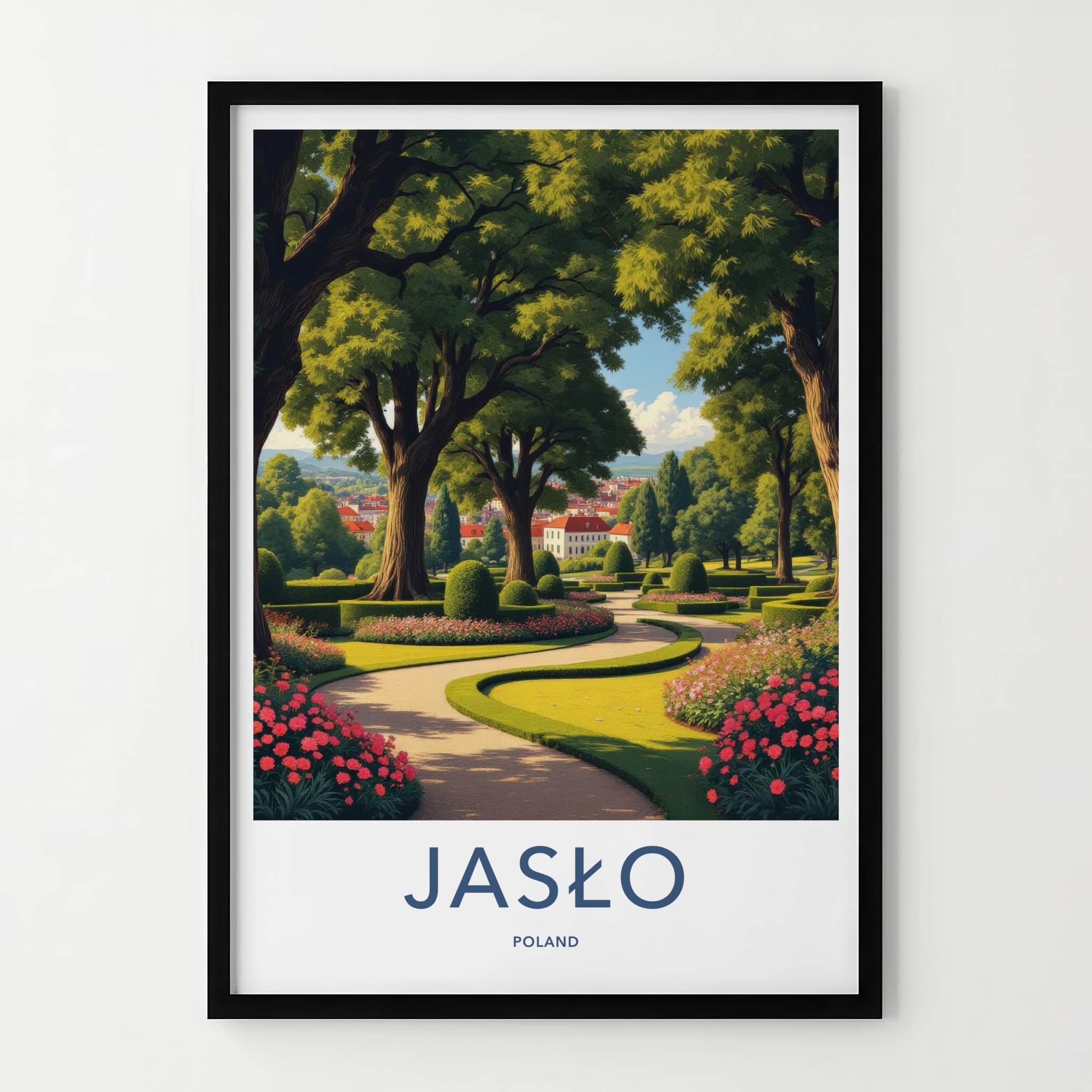Jaslo Poster - Poland Travel Art - Manicured Garden Pathway Home Decor