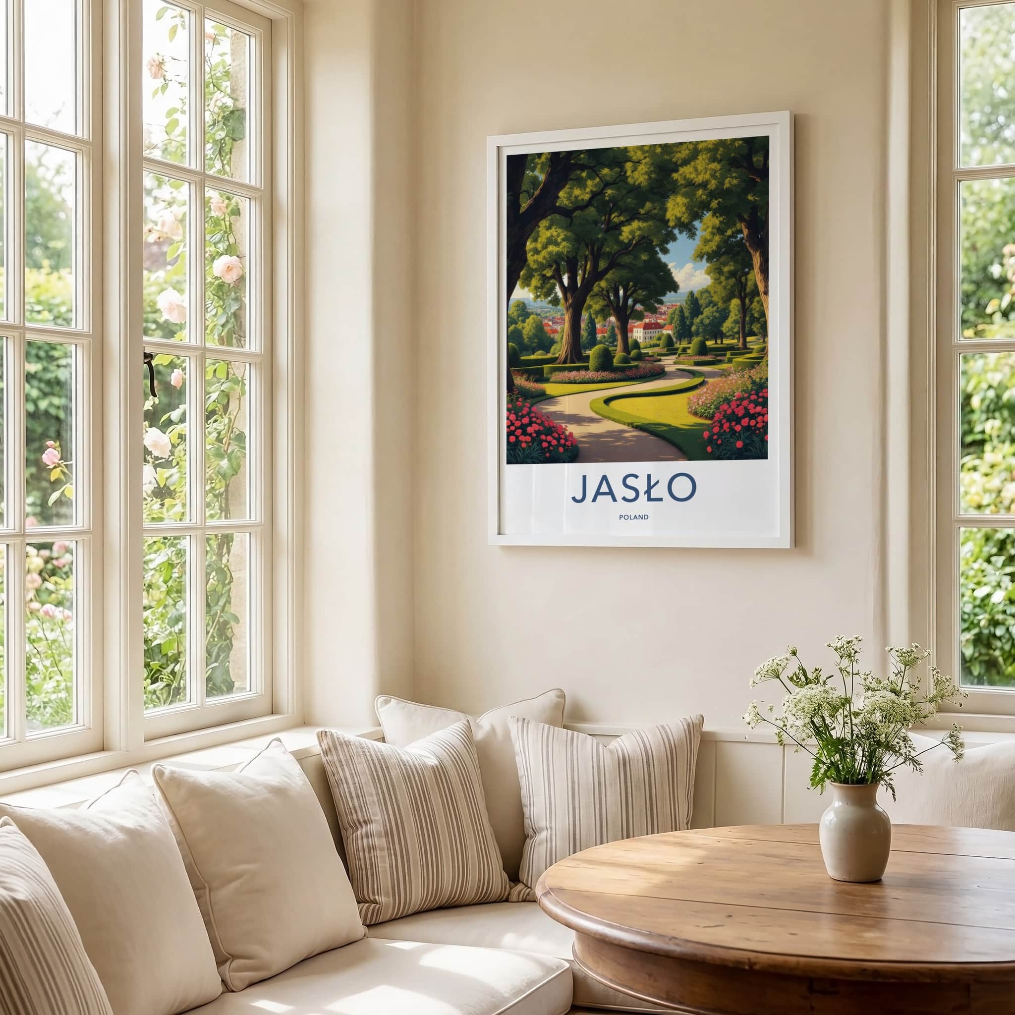 Jaslo Poster - Poland Travel Art - Manicured Garden Pathway Home Decor