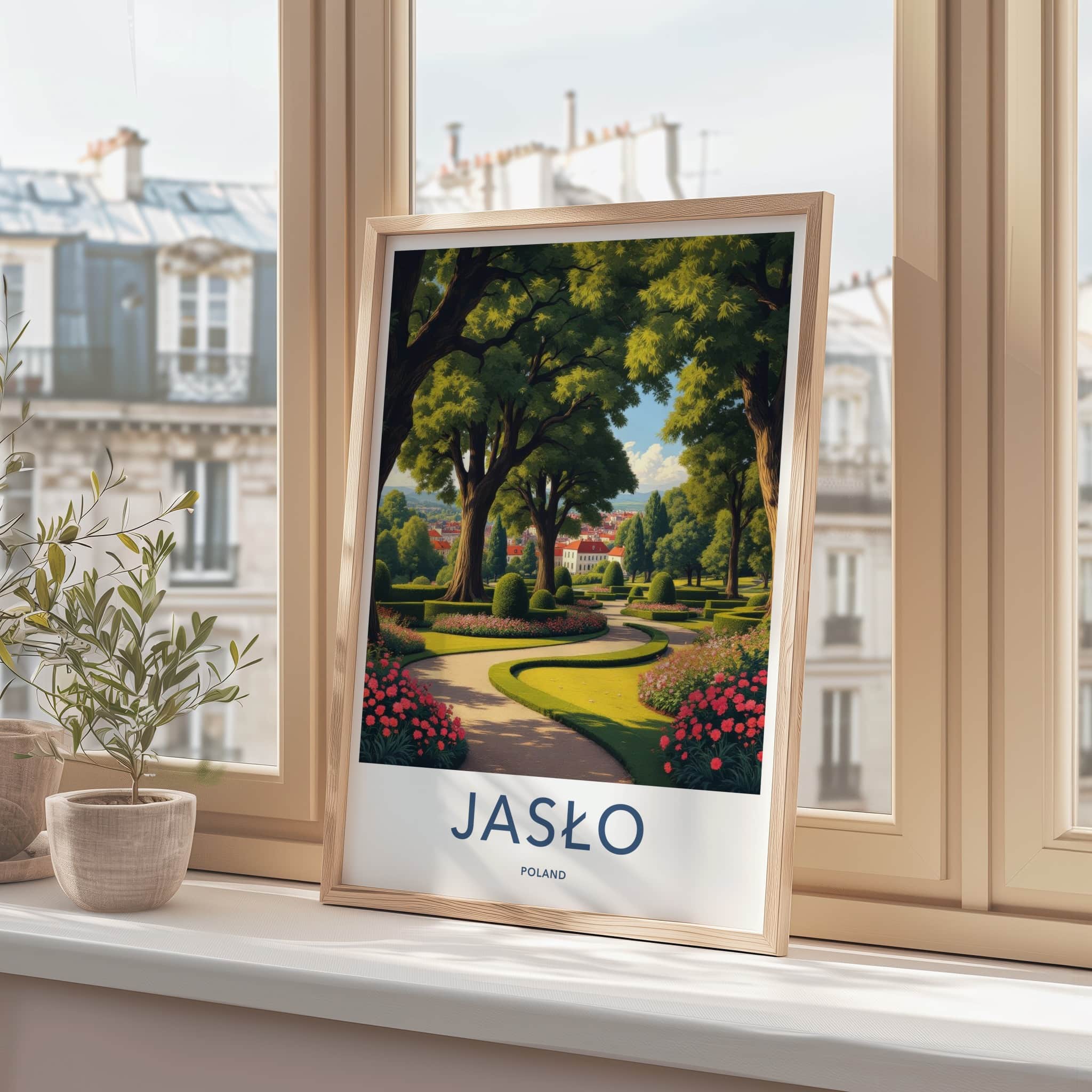 Jaslo Poster - Poland Travel Art - Manicured Garden Pathway Home Decor