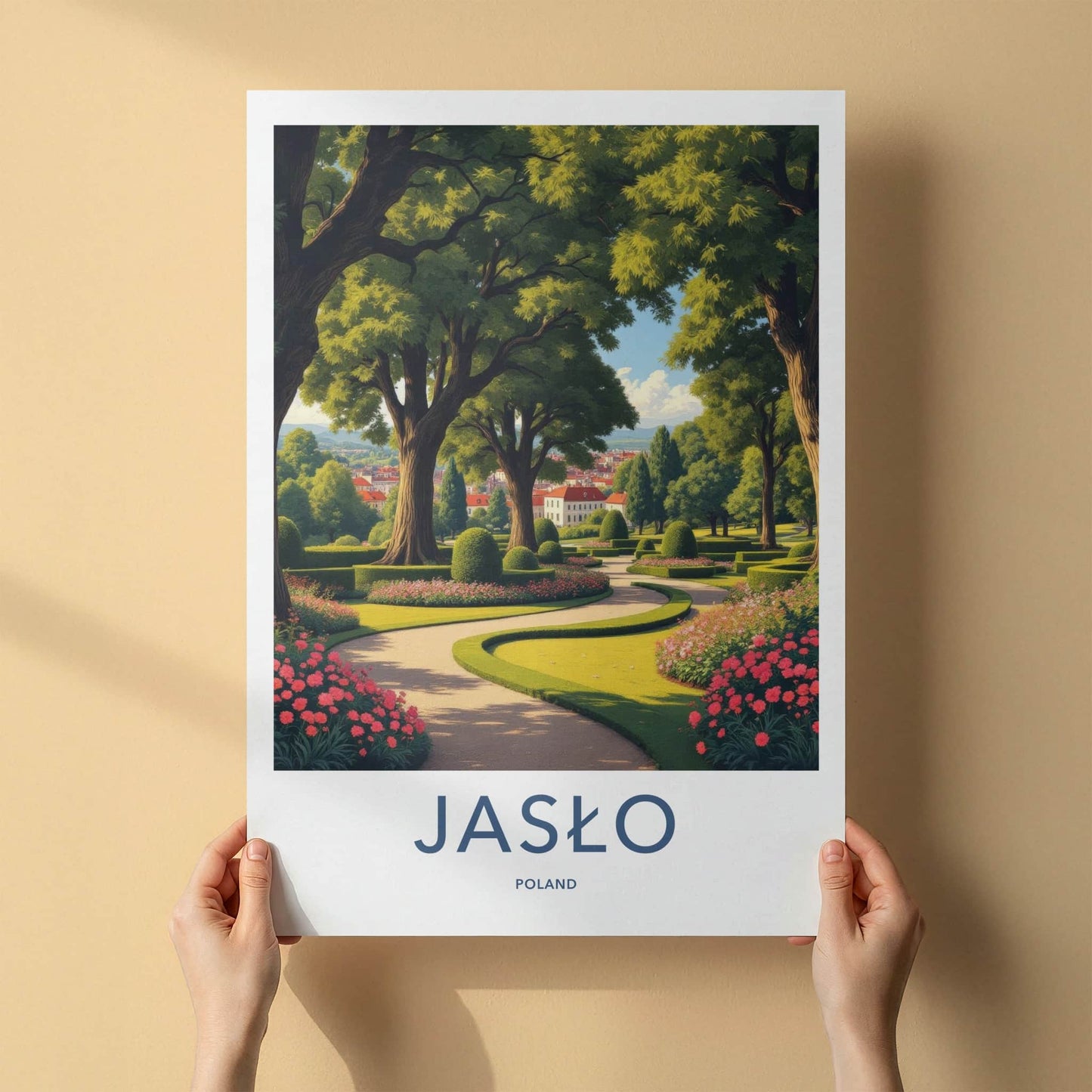 Jaslo Poster - Poland Travel Art - Manicured Garden Pathway Home Decor